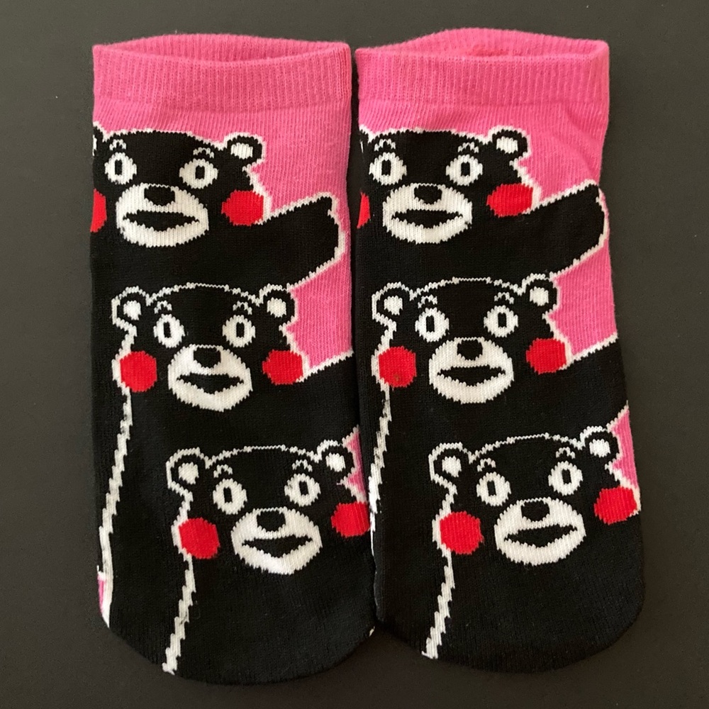 🇯🇵🐻🧦 1 Pair NWOT Japan Black Bear Kumamon Mascot Kumamoto Ladies Cartoon Socks